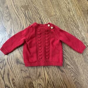 Little Planet by Carter’s Baby Organic Cotton Cable Knit Sweater in deep red, 6m